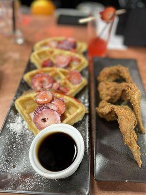 Strawberry waffles & chicken