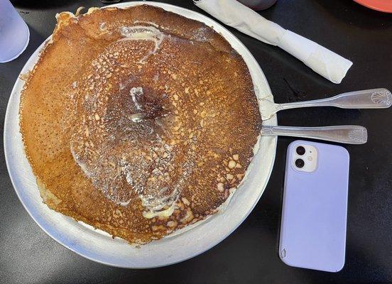 Phone for reference on size. Just order the pancakes!