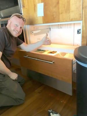 Erik inspecting and fixing my SubZero refrigerator and SubZero freezer