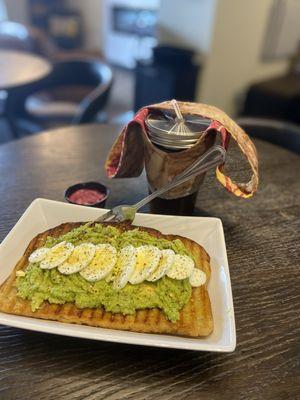 Farmer's Toast and iced coffee