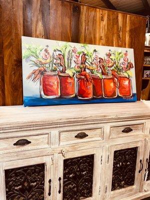 Sunday Brunch with Friends, by Nola artist Paige DeBell. 24 x 48