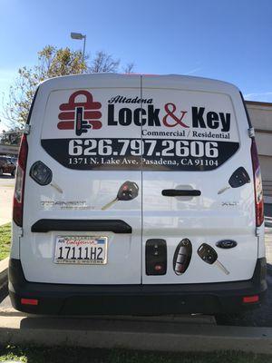 Vehicle service van. We can replace almost 90% of all car or truck keys on the road .