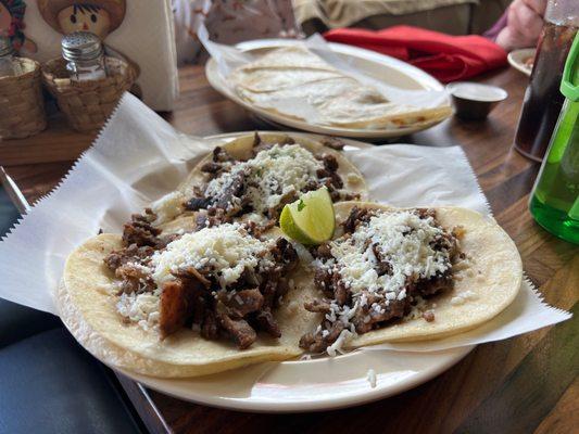 Carne Asada Tacos(just meat/cheese)