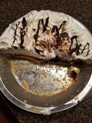 Top view (of what's left) Chocolate Peanut Butter Swirl Pie