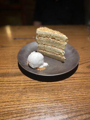 Tasting menu- coconut cake with coconut ice cream