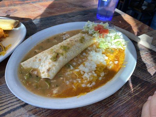 Cheese enchilada with rice and beans!!!