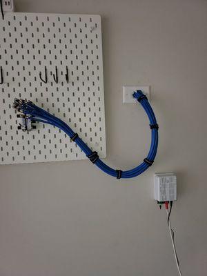 Wiring installation for customer who needed a network for every TV for online streaming. Call Tony for a free quote 210-551-9333