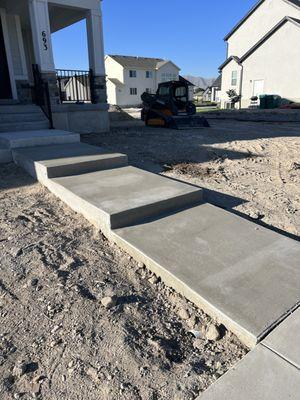 Added front steps to existing house