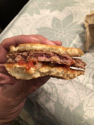 Raw quarter pound burger at gales ferry McDonald's