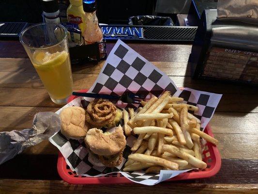 Daily special: sliders and fries.