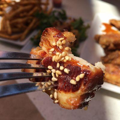 Bite of tender pork belly!