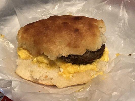 Sausage, egg, and cheese biscuit.  Yum!