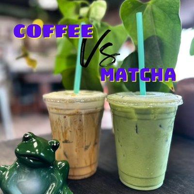 Iced Carmel espresso and matcha latte