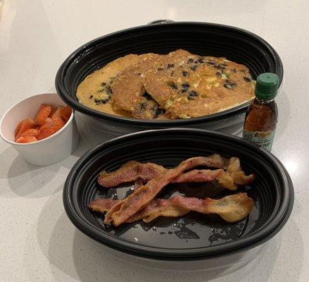 Wild Maine Blueberry Pancakes, Thick-Sliced Bacon, Fresh Strawberries (to-go)