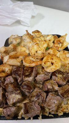 Chicken steak and shrimp