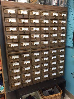 Card catalog with different needles for sale inside!