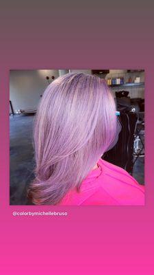 A fabulous lavender toner over a natural silver babe!! *color and cut by Michelle Bruso