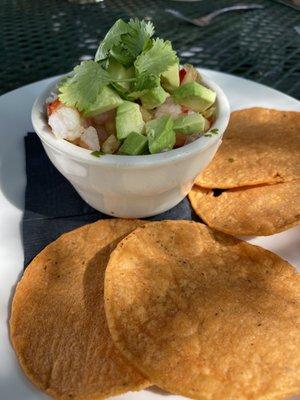 Just the right amount of ceviche! Light, refreshing and full of shrimp!