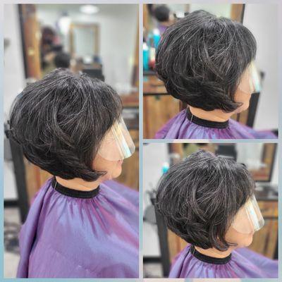 Women's hair cut and perm by Sue