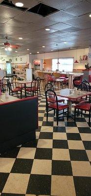 Old fashioned diner checkerboard floor