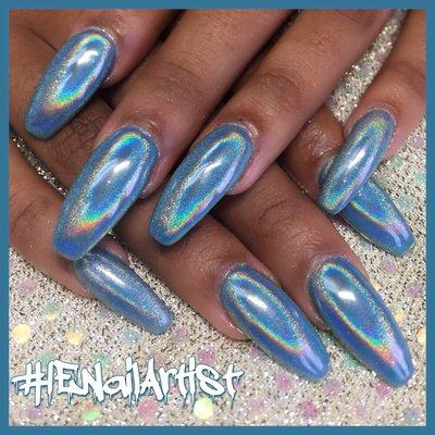 Acrylic. Holographic Nails.