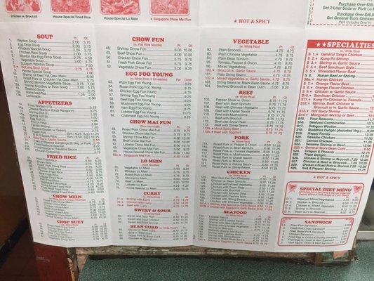 Inside of menu