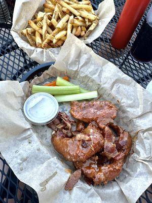 Appetizers: Signature chicken wings and French fries