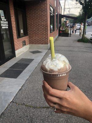 My wife holding a fantastic frappe