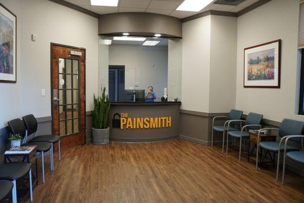 The waiting room of The PainSmith office.