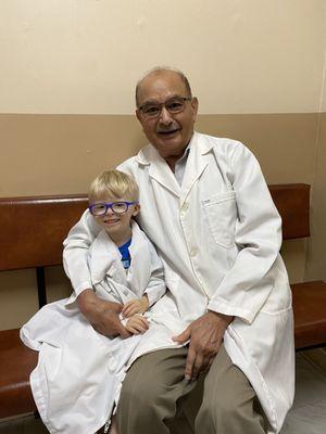 Dr. Mahmood with the "future veterinarian!"