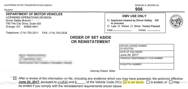 Another DMV win, this one with a 0.15% BAC alcohol level, and an accident.