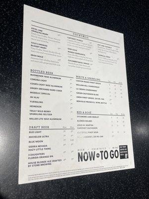 Menu, Square 1 Burger, Tampa Airport