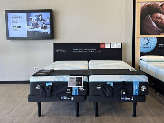 Mattress Firm is the #1 Tempur-Pedic retailer in America. Here is a split king on adjustable bases.