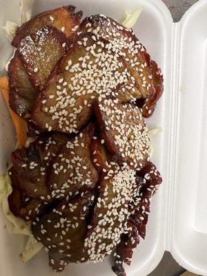 Appetizer BBQ Pork with sesame seed