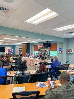 Classroom space for panels, classes, and room rentals