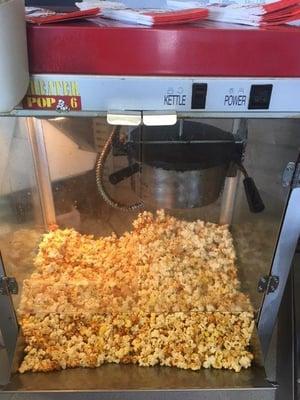 Butter and caramel popcorn made fresh daily and it's free!