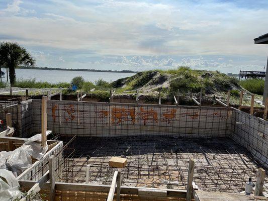 This is our pool, please note grass growth of dirt pile.