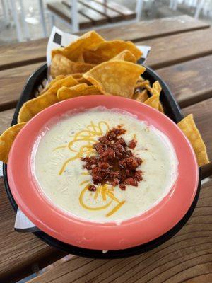 White Queso with Chorizo & Chips