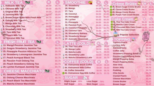 Updated Tea Menu