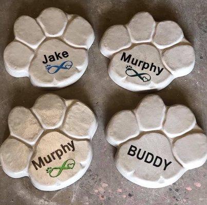 Personalized Concrete Pet Memorial Paws