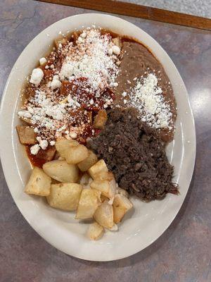 Chilaquiles Plate with Meat