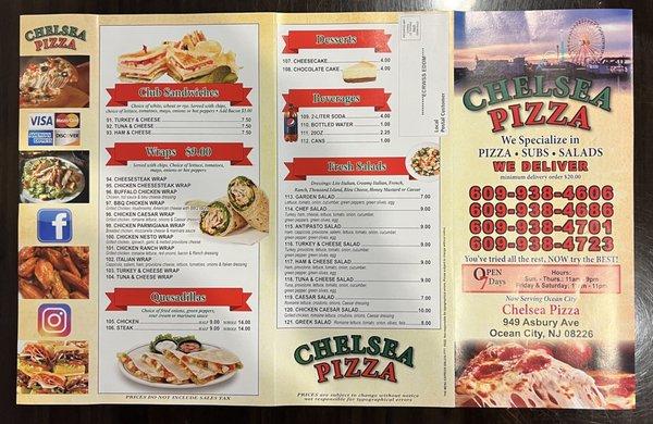 Menu (side 1 of 2)