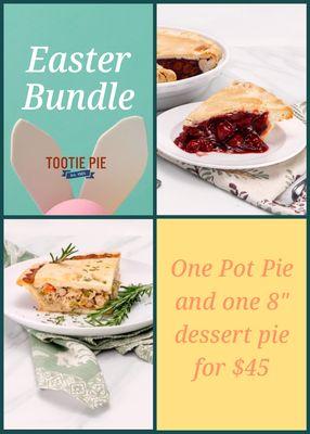 Easter Bundle-one chicken pot pie and one 8" dessert pie for $45.