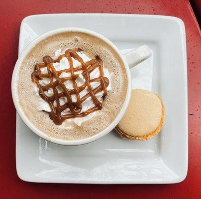 salted caramel cafe mocha :) and salted toffee macaron :) soooo good