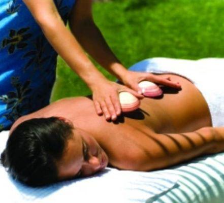 Malibu Hot shells the ultimate hot aromatherapy massage tool filled with volcanic rock kelp and salt water add on $20.