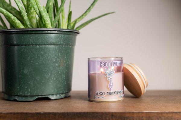 CBD Livity Senses Aromatherapy candle for relaxation