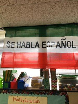 Math and science are taught in Spanish.