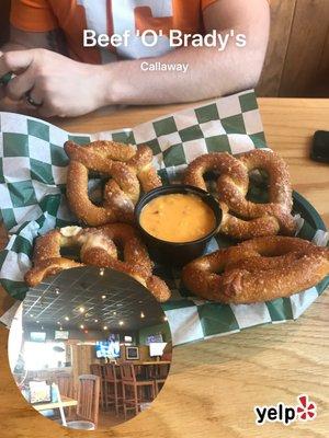 Pretzel and cheese appetizer