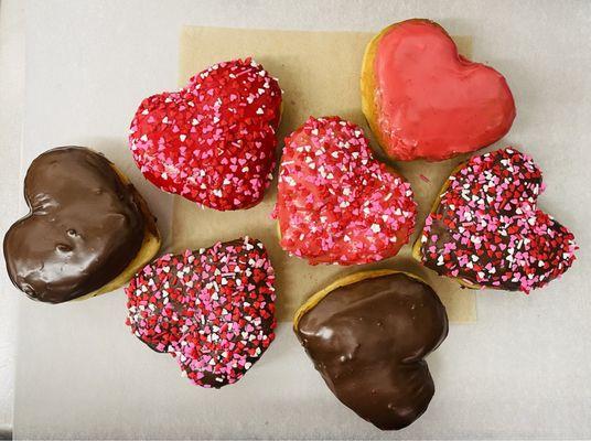 Heart-shaped donuts for Valentine's Day