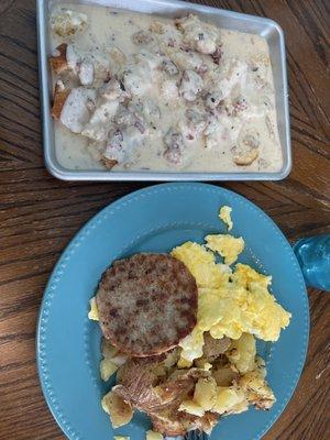 The biscuits and gravy breakfast